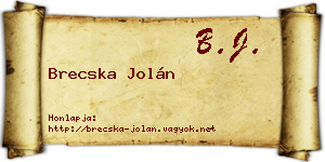 Brecska Jolán névjegykártya
