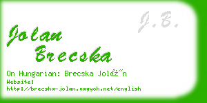 jolan brecska business card